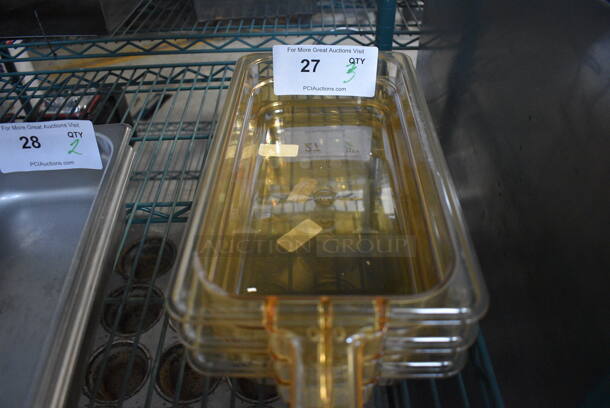3 Amber Colored Poly 1/3 Size Drop In Bins w/ Handle. 1/3x2. 3 Times Your Bid! - Image 2 of 3