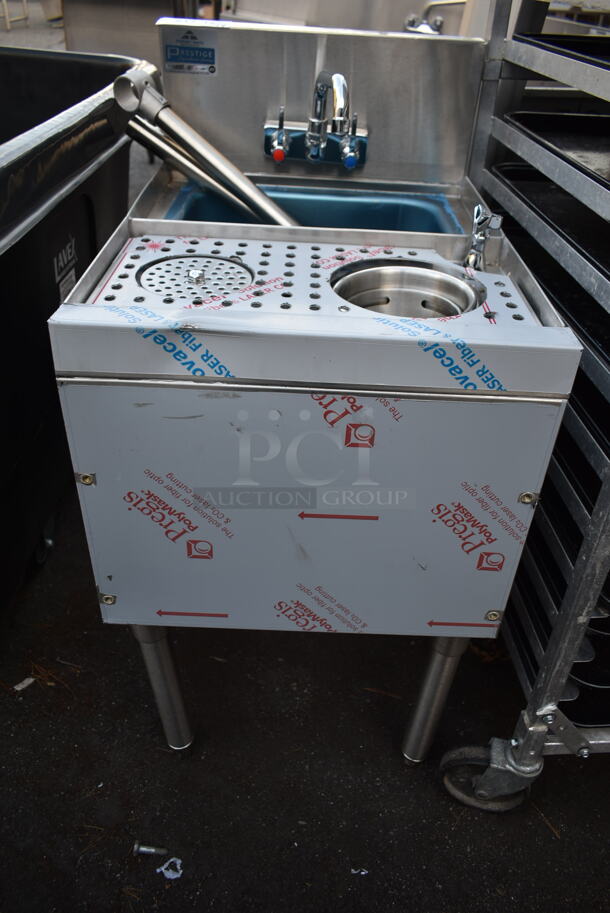BRAND NEW SCRATCH AND DENT! Advance Tabco PRCS-25-18 Stainless Steel Commercial Single Bay Sink w/ Faucet, Handles and Water Rinsing Bin. - Image 6 of 6