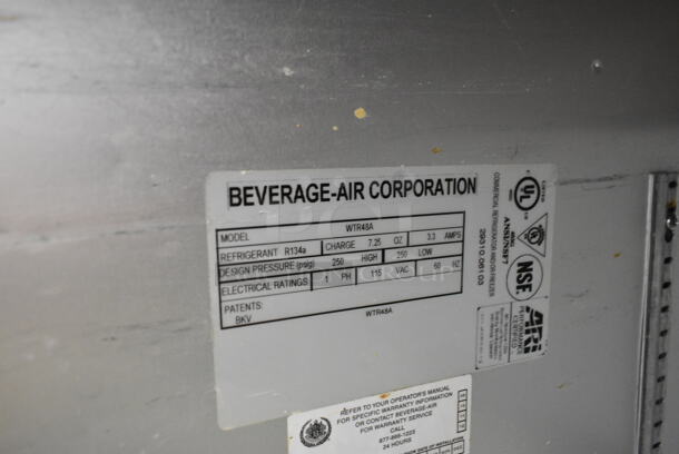 Beverage Air WTR48A Stainless Steel Commercial 2 Door Undercounter Cooler on Commercial Casters. 115 Volts, 1 Phase. Tested and Does Not Power On - Image 5 of 5