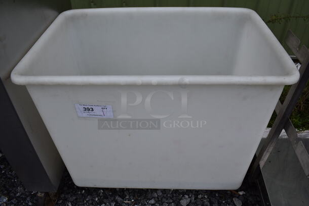 White Poly Ingredient Bin on Commercial Casters. 39x18.5x27