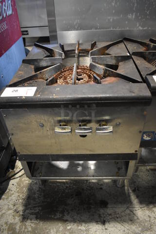 Stainless Steel Commercial Countertop Gas Powered Single Burner Stock Pot Range. 18x22x23