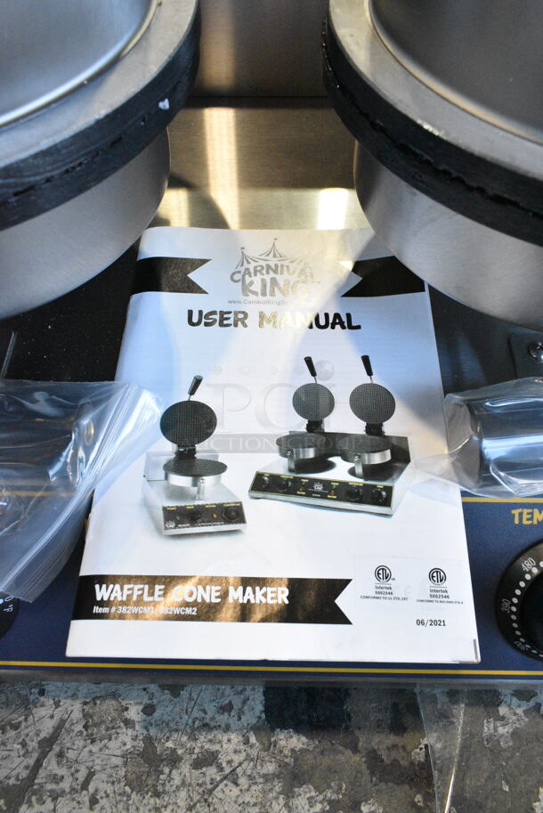 BRAND NEW SCRATCH AND DENT! 2023 Carnival King 382WCM2 8" Non-Stick Double Waffle Cone Maker. 120 Volts, 1 Phase. Tested and Working! - Image 7 of 9