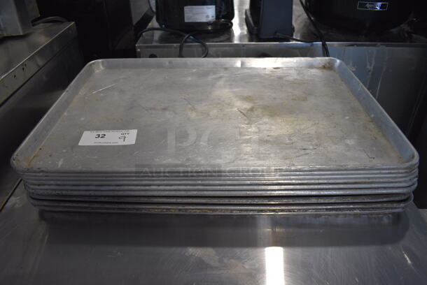 9 Metal Full Size Baking Pans. 18x26x1. 9 Times Your Bid!