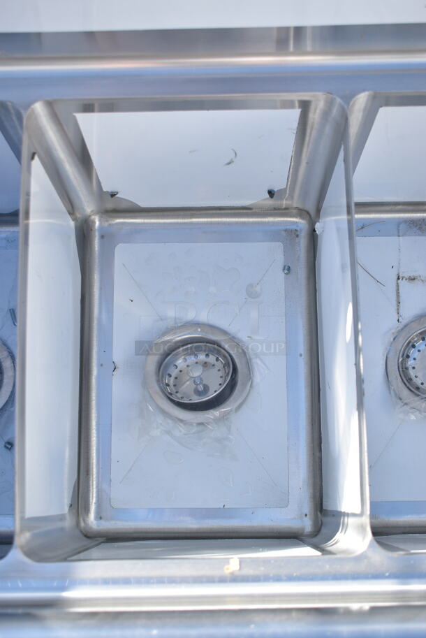 BRAND NEW SCRATCH AND DENT! Steelton 522CS11818N Stainless Steel Commercial  54" 18-Gauge Three Compartment Commercial Sink with 2 Drainboards - 10" x 14" x 12" Bowls. No Legs. - Image 6 of 9