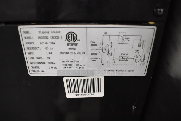 360SC52 Metal Commercial Mini Cooler Merchandiser. 110-120 Volts, 1 Phase. 16.5x17x31.5. Tested and Working! - Image 4 of 5