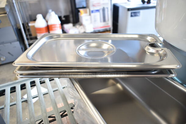 BRAND NEW SCRATCH AND DENT! ALL ONE MONEY! Lot of Edlund 4412HD 44 Series 12" Heavy-Duty Scallop Utility Tongs, Screen for Rapid Cook Oven, 2 4070349 Stainless Steel Drop In Bins, 3 4070230 Stainless Steel Drop In Bin Lids.  - Image 3 of 11