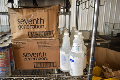 ALL ONE MONEY! Lot of 9 Diversey Virex Tb Bottles and 2 Boxes of 12 Seventh Generation 67227069 Auto Dish Powder. 