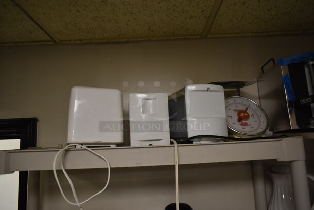 Poly 5 Tier Shelving Unit w/ Contents Including Coffee Grounds and Trash Can. BUYER MUST REMOVE: BUYER MUST DISMANTLE. PCI CANNOT DISMANTLE FOR SHIPPING. PLEASE CONSIDER FREIGHT CHARGES. (ice room) - Image 2 of 8