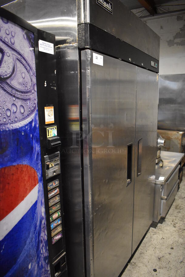 2015 Migali C-2F Stainless Steel Commercial 2 Door Reach In Cooler w/ Poly Coated Racks on Commercial Casters. 115 Volts, 1 Phase. 51x31.5x82.5. Tested and Working! - Image 3 of 7