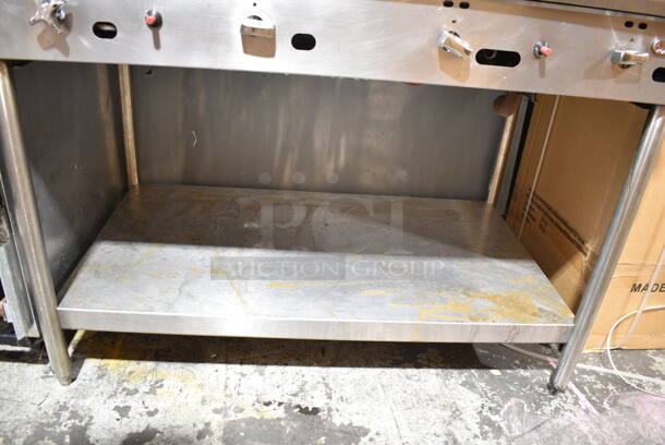 Jade Stainless Steel Commercial Natural Gas Powered Flat Top Griddle w/ Under Shelf.  - Image 4 of 5