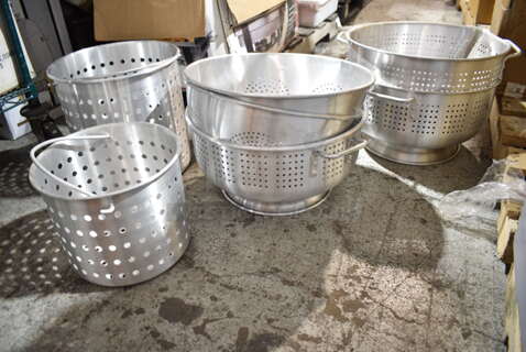 7 BRAND NEW! Metal Items; 5 Colanders and 2 Steam Inserts. 7 Times Your Bid!