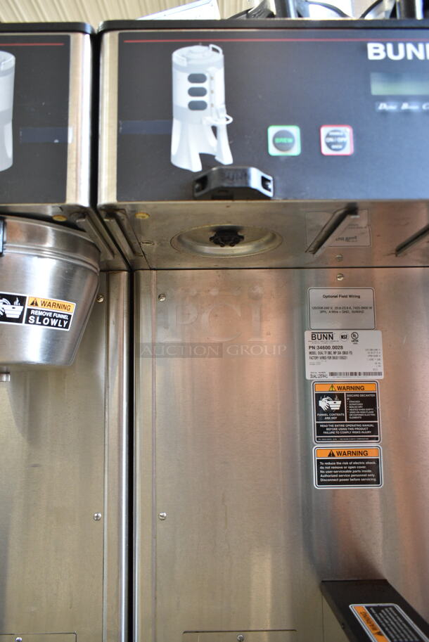 Bunn DUAL TF DBC Stainless Steel Commercial Countertop Double Coffee Machine w/ Hot Water Dispenser and 2 Metal Brew Baskets. 120/208-240 Volts, 1 Phase.  - Image 4 of 7