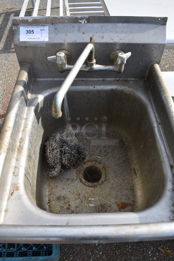 Stainless Steel Commercial Single Bay Sink w/ Faucet and Handles. 22x26x40 - Image 3 of 3