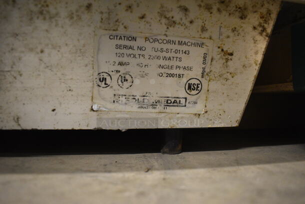 Gold Medal Model 2001ST Metal Commercial Countertop Popcorn Machine Merchandiser. 120 Volts, 1 Phase. 27x21x40. Cannot Test Due To Plug Style - Image 6 of 6
