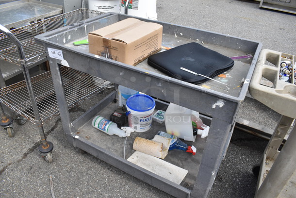 Gray Poly 2 Tier Cart on Commercial Casters. - Image 2 of 3