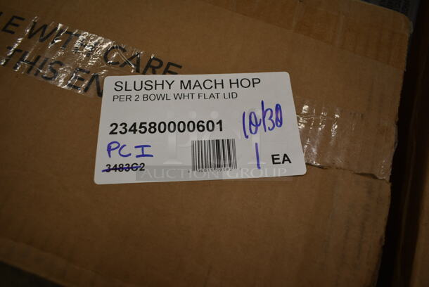 BRAND NEW SCRATCH AND DENT! 2 Poly Clear Slushie Machine Hoppers and Drip Tray. - Image 4 of 7