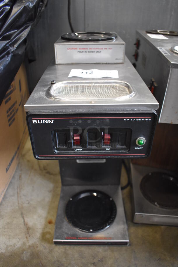 Bunn VP17-2 Stainless Steel Commercial Countertop 2 Burner Coffee Machine. 120 Volts, 1 Phase. 8x18.5x19