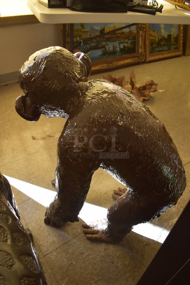 WOW! Bronze Painted Brown Bonobo Ape Statue. - Image 7 of 7