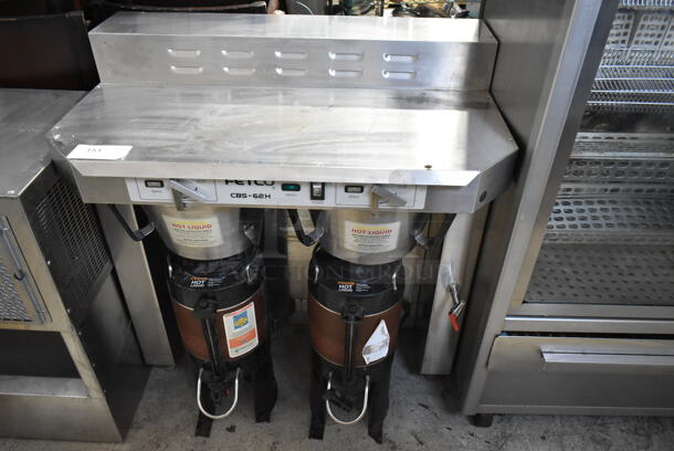 Fetco CBS-62H Stainless Steel Commercial Countertop Double Coffee Machine w/ Hot Water Dispenser, 2 Satellite Servers and 2 Metal Brew Baskets. 120/208-240 Volts, 1 Phase. - Image 1 of 9