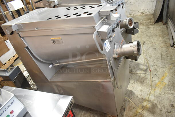 2016 Hobart MG2032 Metal Commercial Floor Style Electric Powered Meat Mixer Grinder w/ Foot Pedal on Commercial Casters. 208 Volts, 3 Phase. Tested and Working! - Image 3 of 10