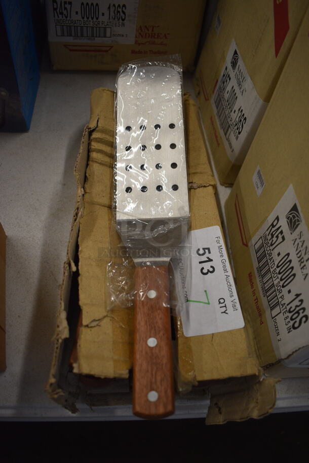 7 BRAND NEW IN BOX! Stainless Steel Perforated Spatulas. 14.5". 7 Times Your Bid! - Image 1 of 2