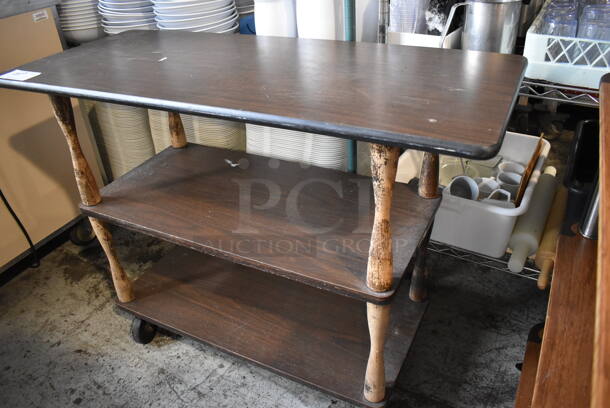 Wooden 3 Tier Cart on Commercial Casters. 42.5x18x31.5 - Image 3 of 5