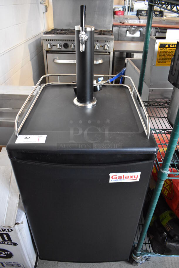 Galaxy 177KEGRTRBLK Metal Commercial Direct Draw Kegerator w/ Beer Tower and Coupler. 115 Volts, 1 Phase. 21x24x52. Tested and Working! - Image 1 of 8