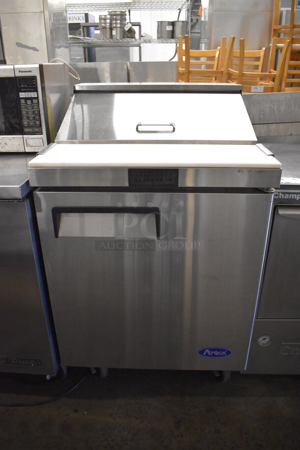 Atosa MSF8301GR Stainless Steel Commercial Sandwich Salad Prep Table Bain Marie Mega Top on Commercial Casters. 115 Volts, 1 Phase. 27.5x30x46. Tested and Working!