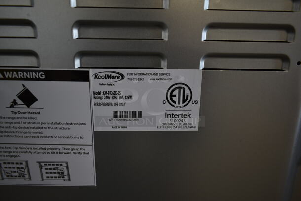 BRAND NEW SCRATCH AND DENT! KoolMore KM-FR36EE-SS Stainless Steel Commercial Electric Powered 5 Burner Range w/ Oven. 240 Volts. - Image 7 of 7