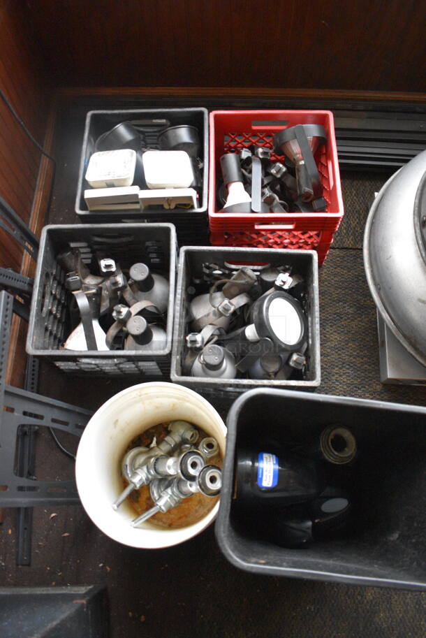 ALL ONE MONEY! Lot of 6 Bins of Various Items Including Lights. BUYER MUST REMOVE. (Susquehanna Ale House) - Image 1 of 5