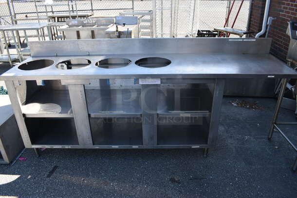 Stainless Steel Commercial Table w/ 4 Cut Outs, Back Splash and Under Shelves. 96x24x43 - Image 1 of 5
