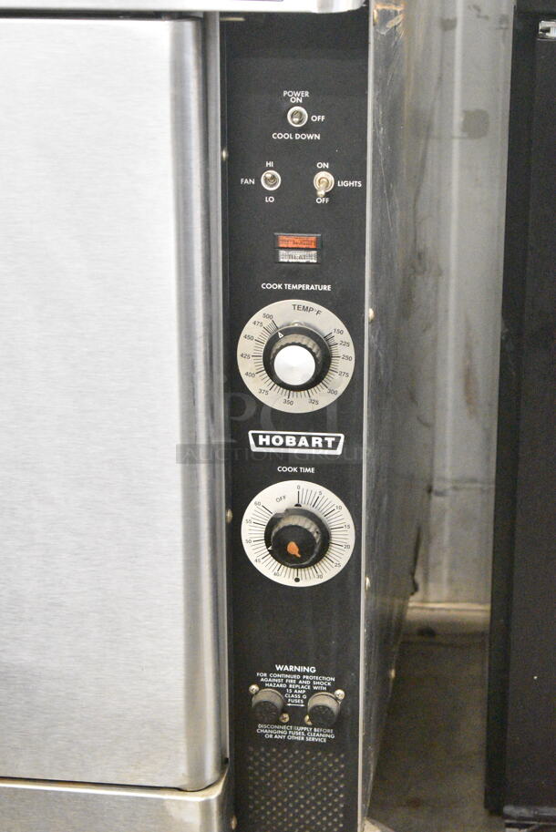 2 Hobart Stainless Steel Commercial Electric Powered Full Size Convection Oven w/ View Through Door, Solid Door, Metal Oven Racks and Thermostatic Controls on Commercial Casters. 208-240 Volts, 1/3 Phase. 2 Times Your Bid! - Image 5 of 9