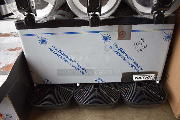 BRAND NEW! Narvon Model 378SM3 Metal Commercial Countertop 3 Hopper Slushie Machine. Each Hopper Has 3 Gallon Capacity. 120 Volts, 1 Phase. 24x20x29. Tested and Working! - Image 5 of 6