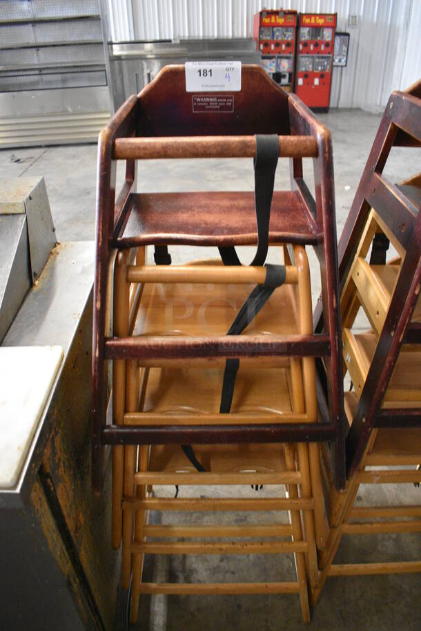 4 Wood Pattern High Chairs. 19x20x29. 4 Times Your Bid!