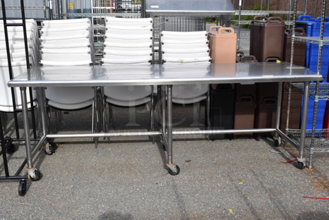 Stainless Steel Table on Commercial Casters. 96x30x33