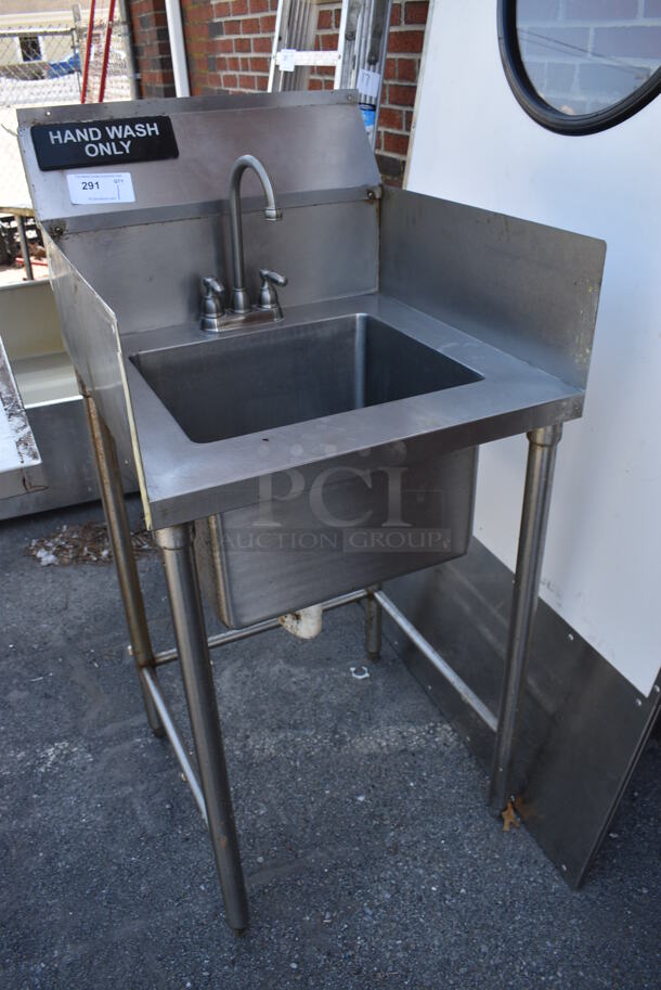 Stainless Steel Commercial Single Bay Sink w/ Faucet, Handles and Side Splash Guards. 24x27x51 - Image 5 of 5
