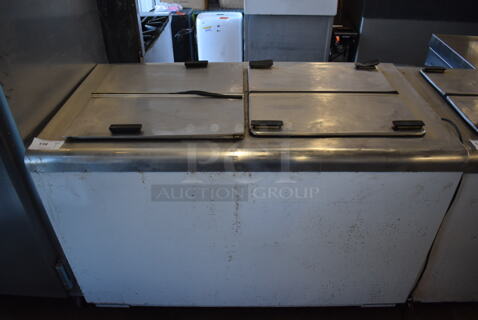 Beverage Air Metal Commercial Chest Freezer w/ 2 Center Hinge Lids. 54.5x30.5x38. Tested and Working!