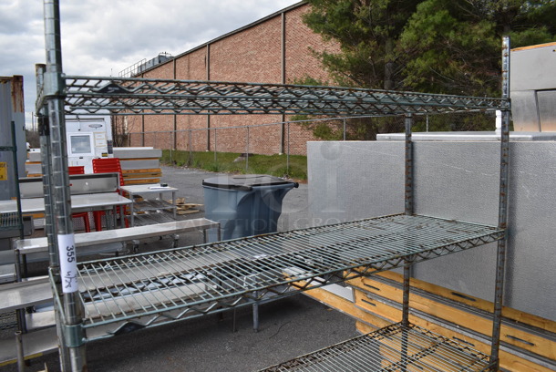 Chrome Finish 4 Tier Wire Shelving Unit. BUYER MUST DISMANTLE. PCI CANNOT DISMANTLE FOR SHIPPING. PLEASE CONSIDER FREIGHT CHARGES.  - Image 2 of 3