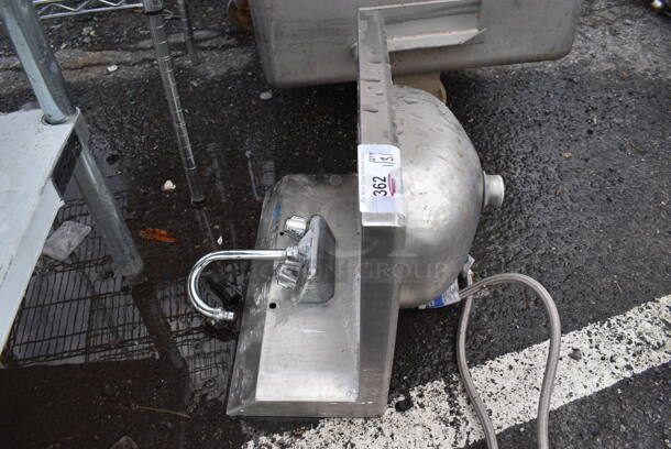 Stainless Steel Commercial Single Bay Wall Mount Sink w/ Faucet and Handles. 19x15x22 - Image 2 of 3