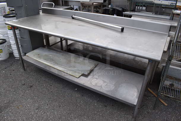 Stainless Steel Table w/ Back Splash and Metal Under Shelf. - Image 1 of 4