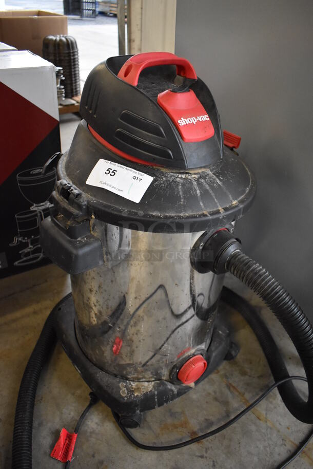 Shop Vac Red and Black Poly Wet Dry Vacuum Cleaner. 18x17x28. Tested and Working! - Image 2 of 6