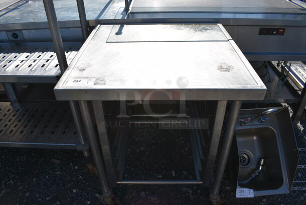 Stainless Steel Table w/ Pan Rack on Commercial Casters. 30x30x35