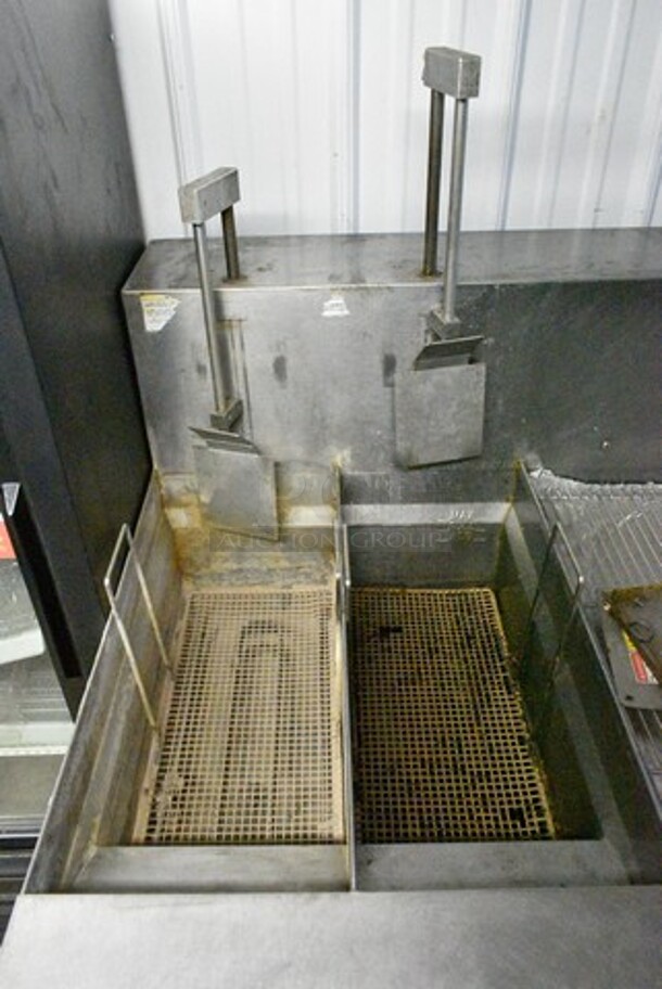 Giles EOF-24 Stainless Steel Commercial Electric Powered 3 Bay Fryer w/ Dumping Station on Commercial Casters. 480 Volts, 3 Phase. - Image 8 of 12