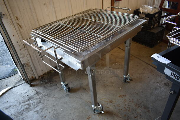 LIKE NEW! Backyard Pro 554CHAR30SS Stainless Steel Commercial Portable Charcoal Grill w/ Cover on Commercial Casters. - Image 6 of 6