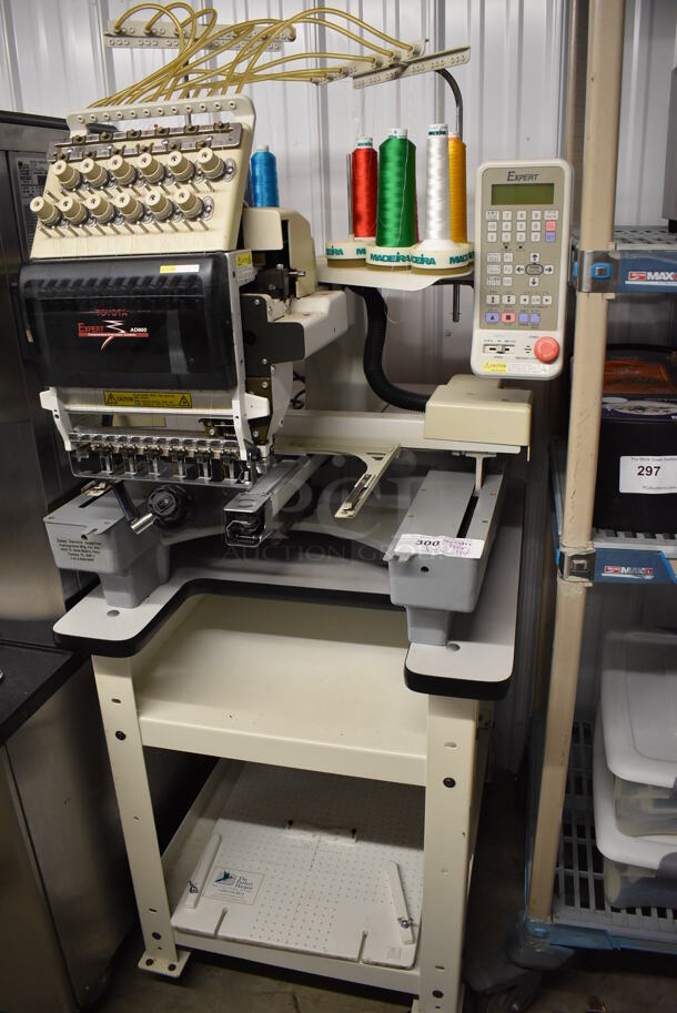 Expert AD860 Metal Commercial Floor Style Embroidery Machine on Commercial Casters w/ 2 Tiers Worth of Extra Parts. Includes 26x30x64 - Image 3 of 12