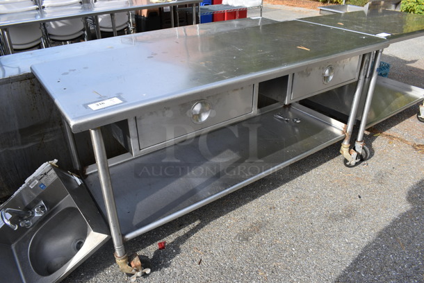 Stainless Steel Table w/ 2 Drawers and Under Shelf on Commercial Casters. 72x30x36 - Image 1 of 6