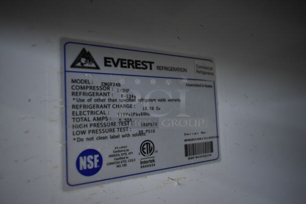 Everest EMGR24B Metal Commercial Single Door Reach In Cooler Merchandiser w/ Poly Coated Racks. 115 Volts, 1 Phase. Tested and Working! - Image 4 of 4