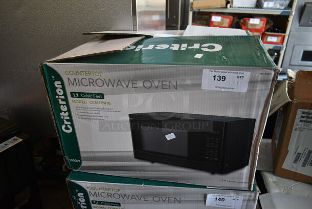 BRAND NEW IN BOX! Criterion CCM11M1B Countertop Microwave Oven w/ Plate. 120 Volts, 1 Phase. - Image 1 of 7