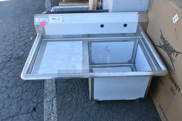 BRAND NEW SCRATCH AND DENT! Steelton 522CS11818L 38 3/4" 18-Gauge Stainless Steel One Compartment Commercial Sink with Left Drainboard - 18" x 18" x 12" Bowl. No Legs.  - Image 2 of 5