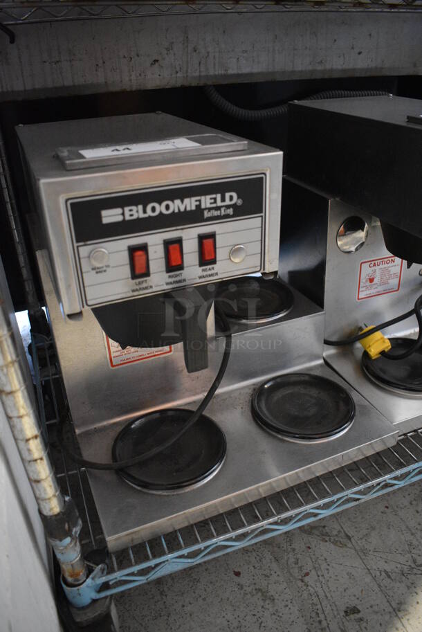 Bloomfield Koffee King Model 8571 Stainless Steel Commercial Countertop 3 Burner Coffee Machine w/ Hot Water Dispenser and Poly Brew Basket. 16x16x17 - Image 5 of 6